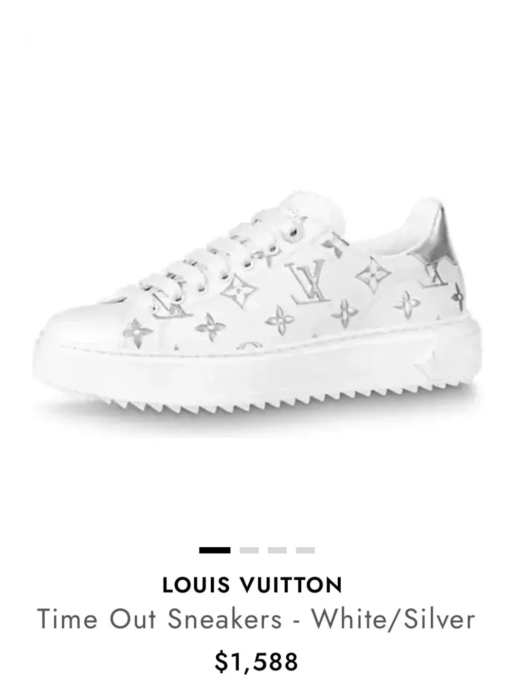 Louis Vuitton White and Silver Monogram Leather Sneaker